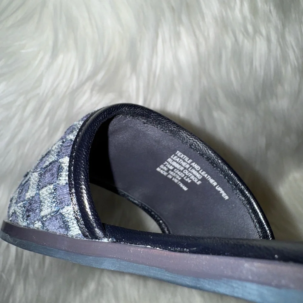 NWB-Tory Burch Everly Slide Braid Velvet Jeans Denim Sandals -Perfect Navy 7.5m